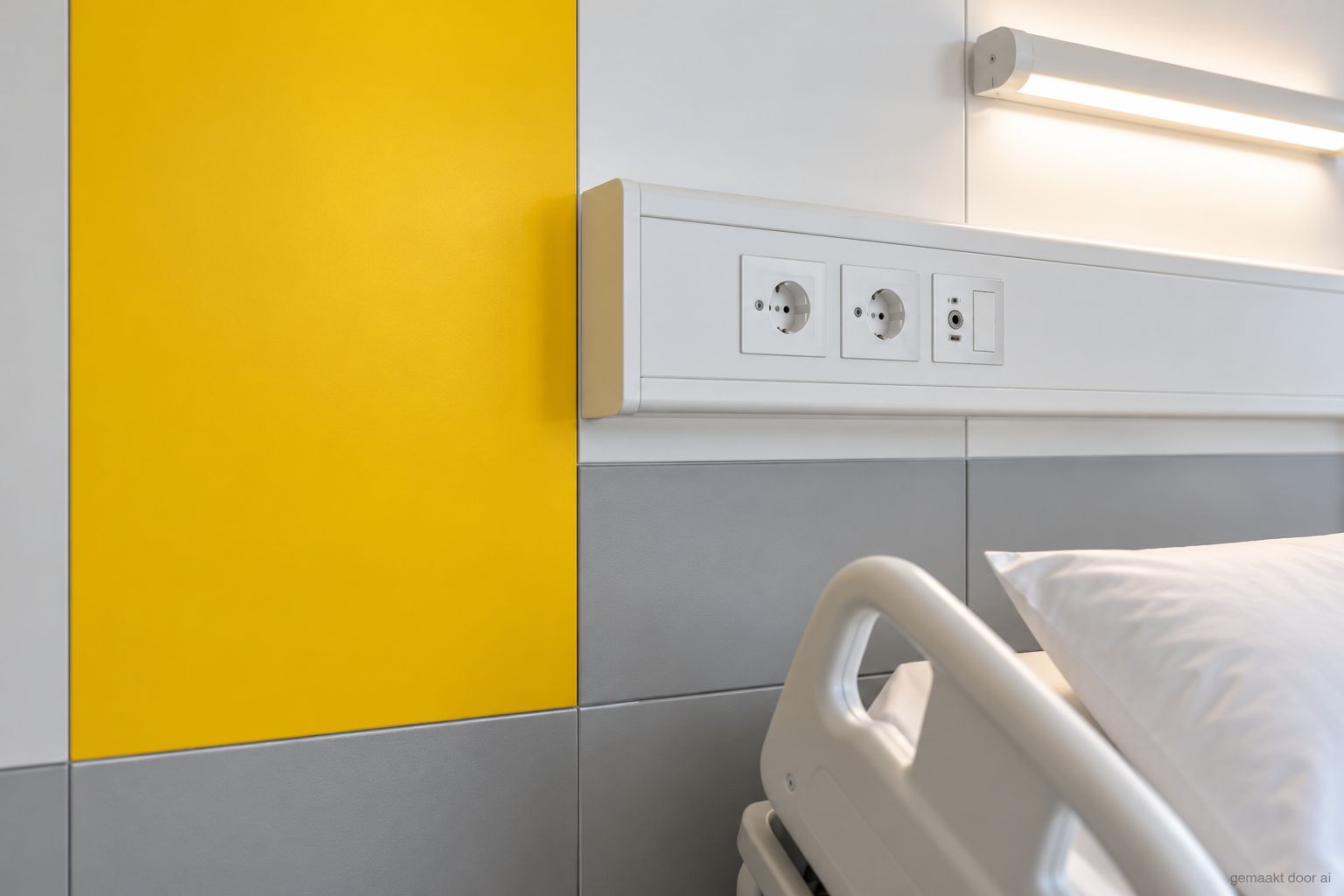 Detail van een KömaDur-wand in een ziekenhuiskamer