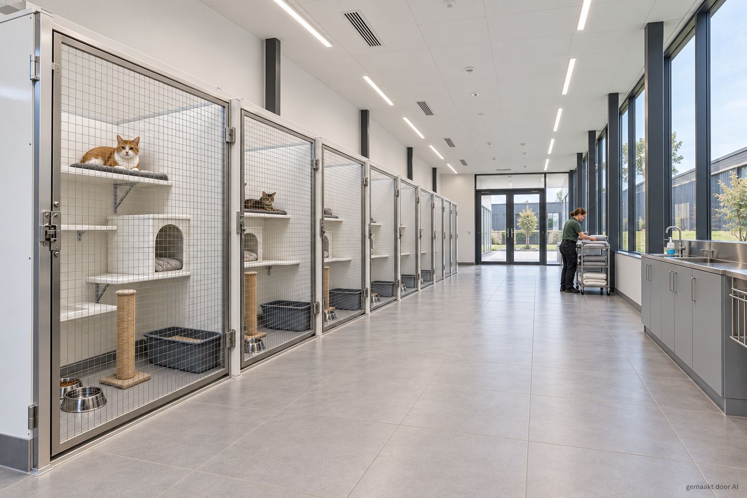 Kattenpension met KömaCel-wanden en ligplanken